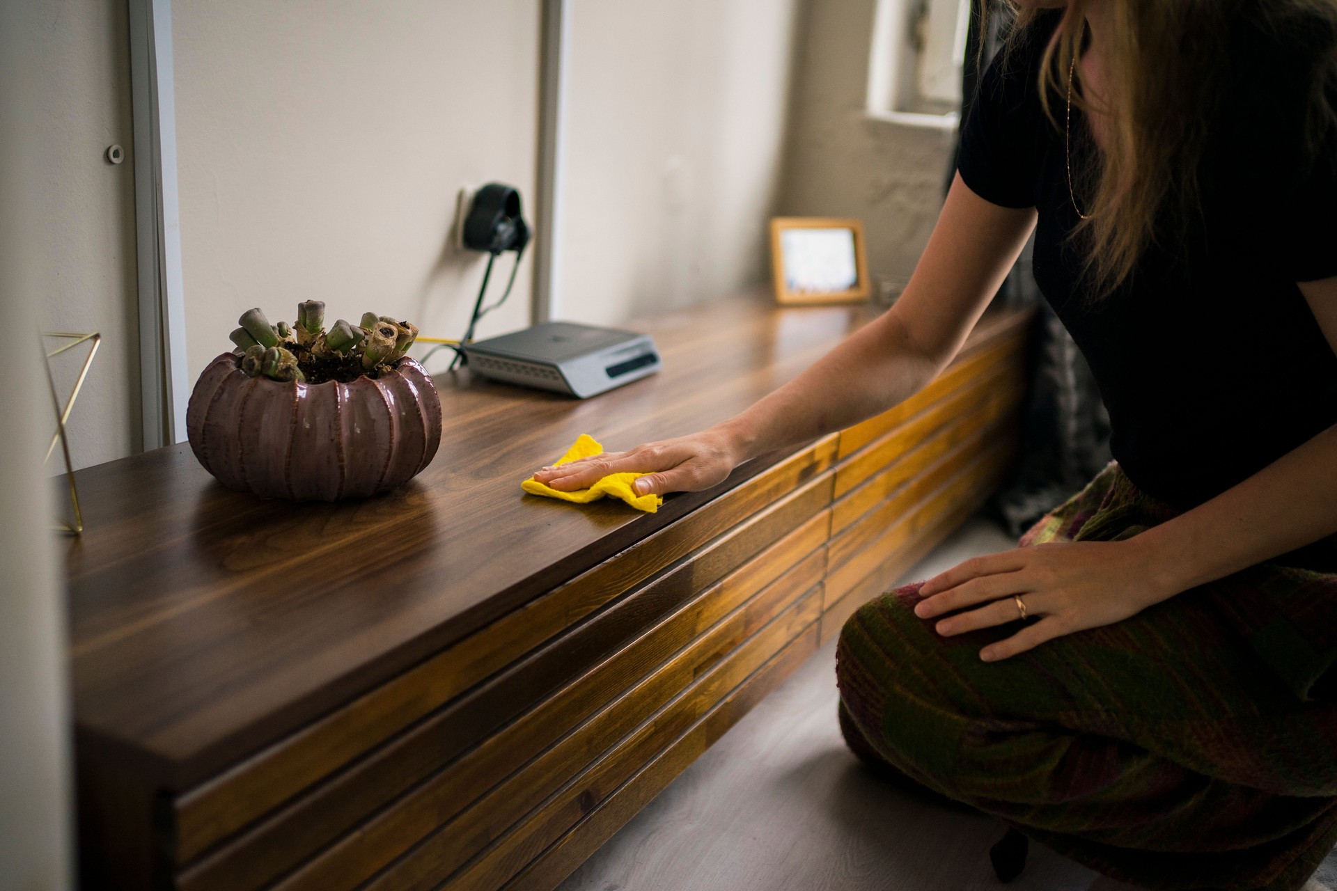 woman clean home